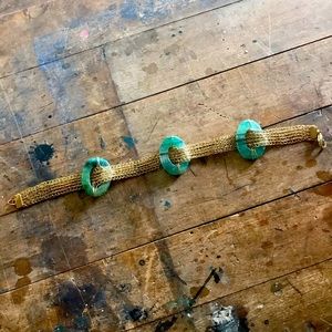 ankle bracelet green and gold